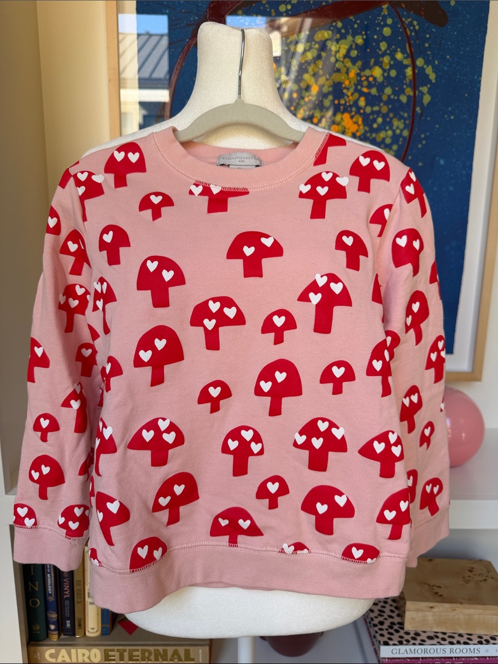 Stella McCartney Kids - Soft Pink Sweatershirt w/Red Mushroom Print - Size: 8Y